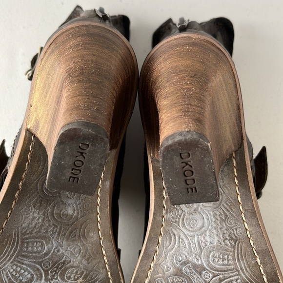 Dkode Heeled Ankle Booties Leather Cowboy Western Metallic Bronze Brown - Picture 15 of 17